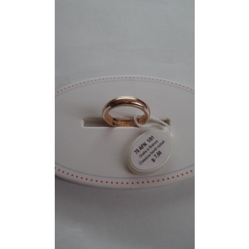 FEDE CLASSICA BICOLORE UNOAERRE IN ORO BIANCO E GIALLO 7 GRAMMI BORDI RODIATI ANELLO VERA NUZIALE MATRIMONIO