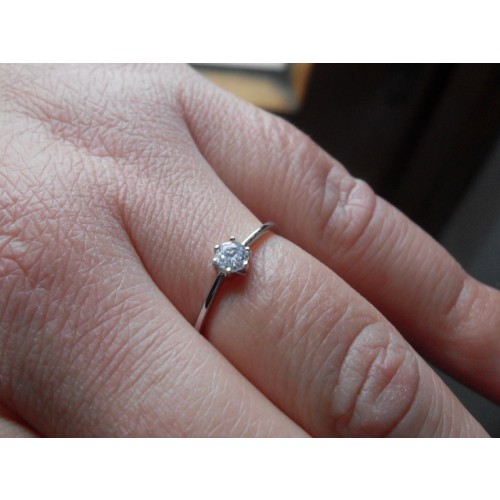 ANELLO DONNA IN ARGENTO 925 CON SOLITARIO ZIRCONE STRASS BRILLANTE PER FIDANZAMENTO